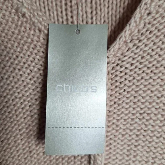 Chico's Hi-Lo Mallory Pullover  Short Sleeve Sweater in Blush Color Size Small - Picture 9 of 10